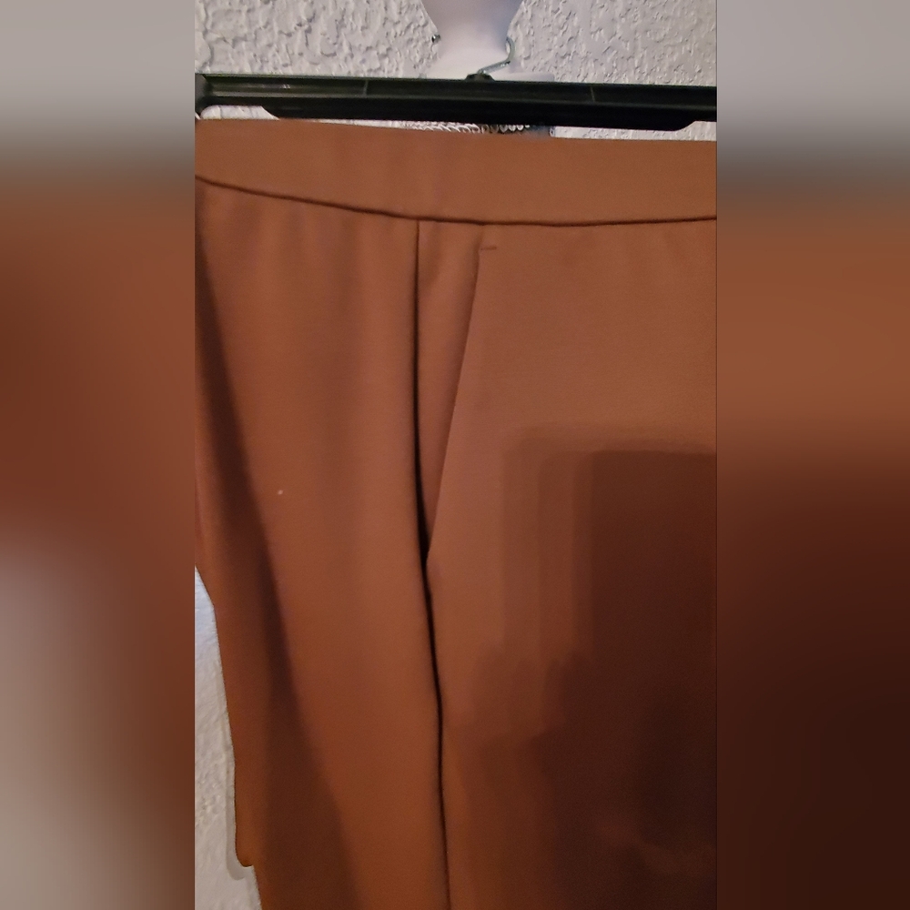 Eileen Fisher 2 Pc Set, Knit Top and Slacks In Beautiful Cocoa - Picture 4 of 8